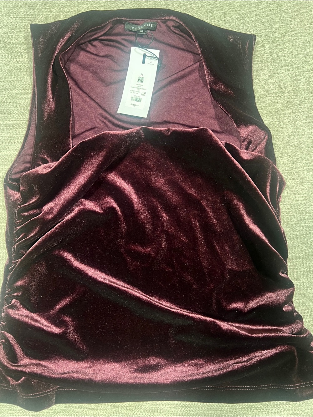 Dynamite Velvet Sleeveless Camisole in Deep Burgundy